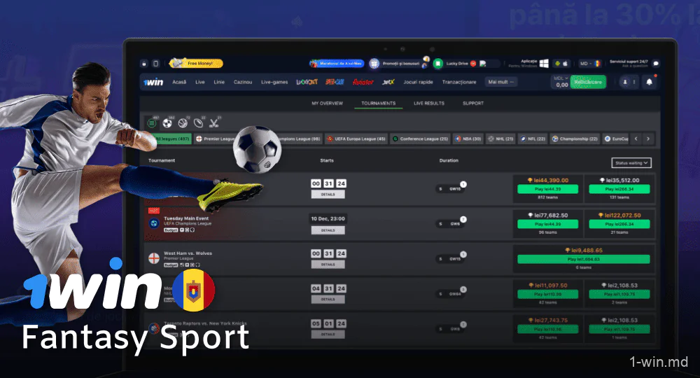 Fantasy Sport pe 1win pentru jucătorii moldoveni