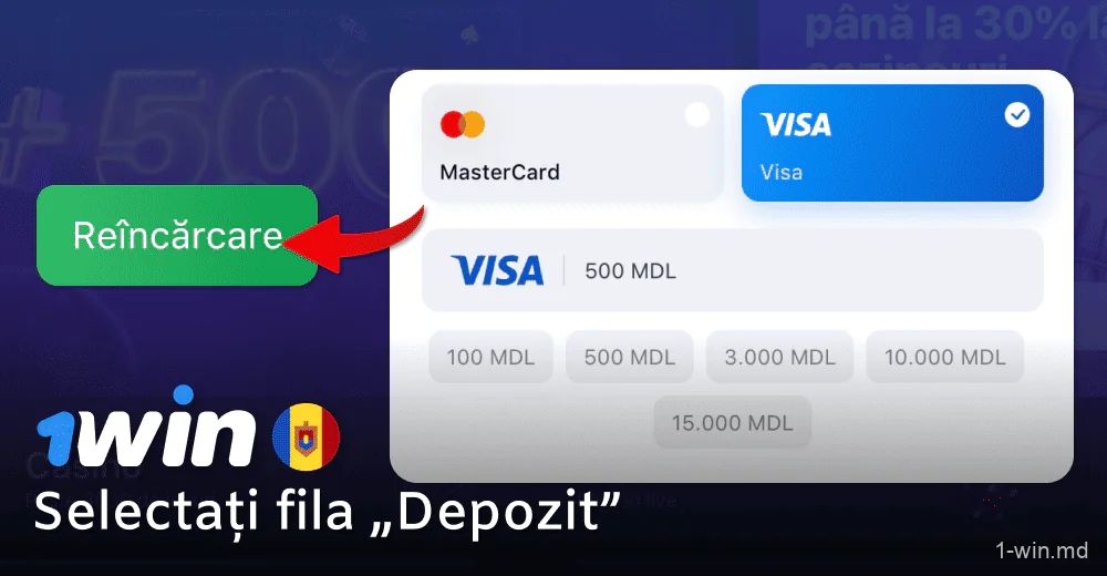 Depuneți în contul dvs. 1win în Moldova